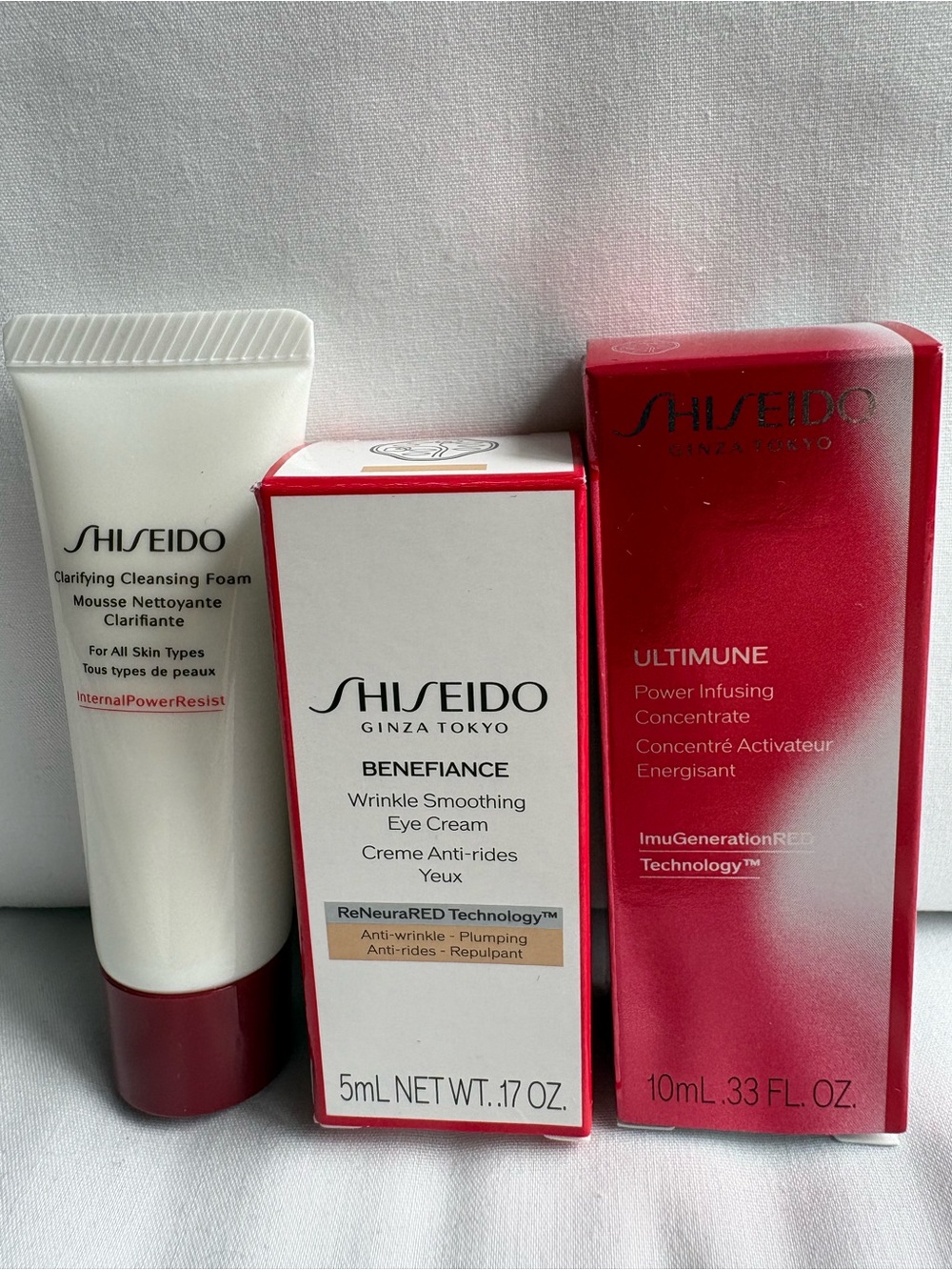 SHISEIDO 3 Piece Set - Benefiance Eye Cream, Cleanser & Ultimune Serum